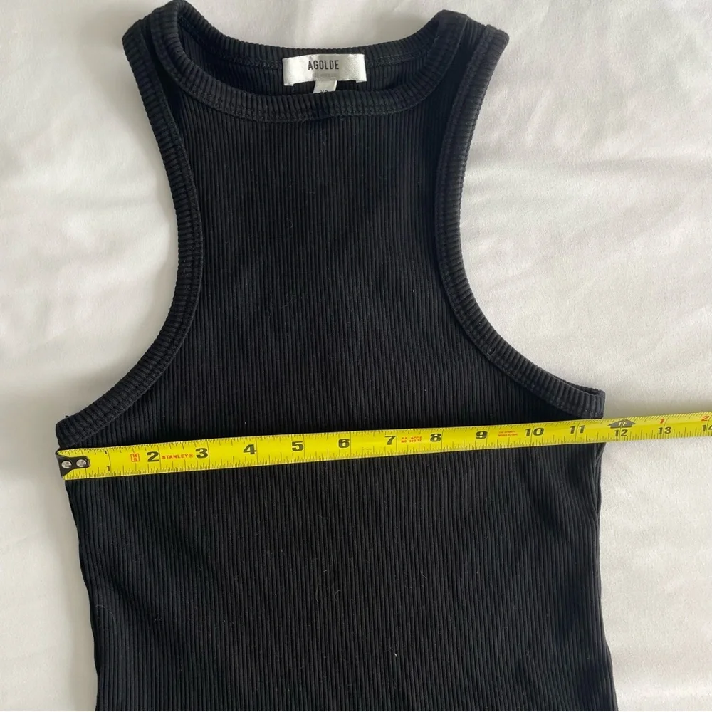 Agolde Ribbed Midnight Black Racerback Tank Top - Picture 12 of 13